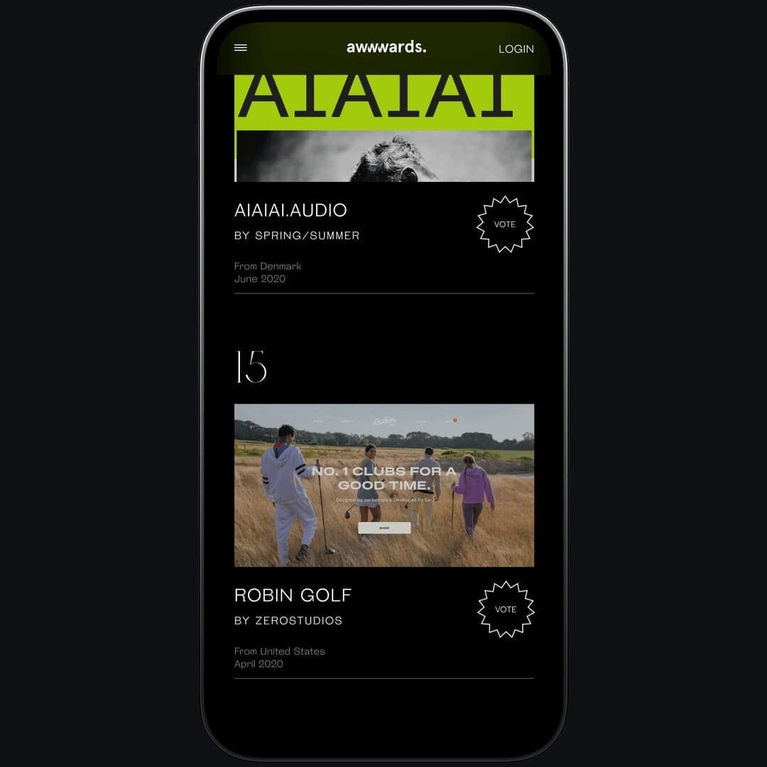 Website Design For Annual Awwwards 2020