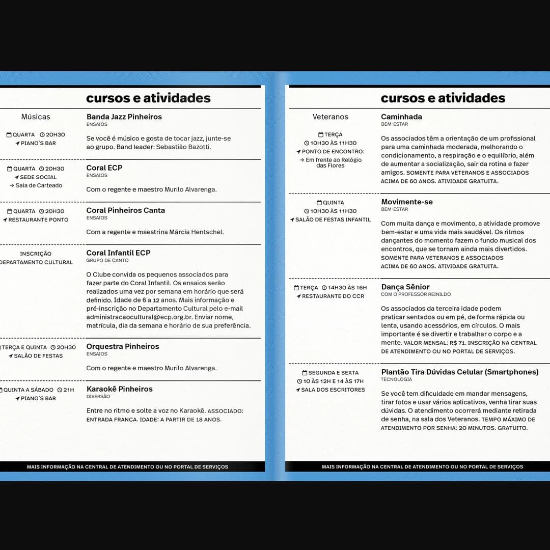 Printed Schedule Design For Esporte Clube Pinheiros
